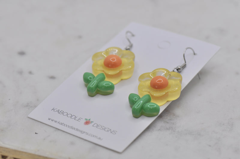 ***Yellow Flower Drop Dangle Earrings