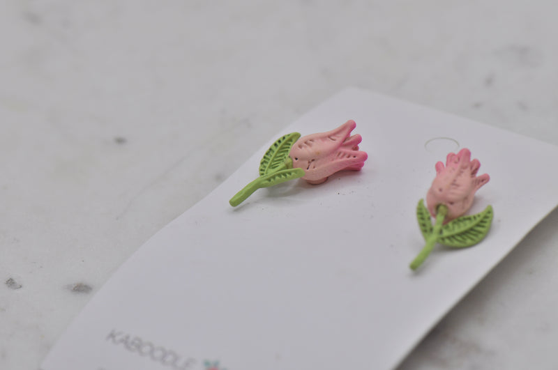 Tulip Flower Stud Earrings - Pink