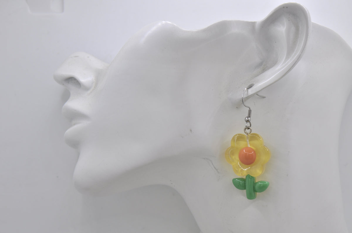 ***Yellow Flower Drop Dangle Earrings