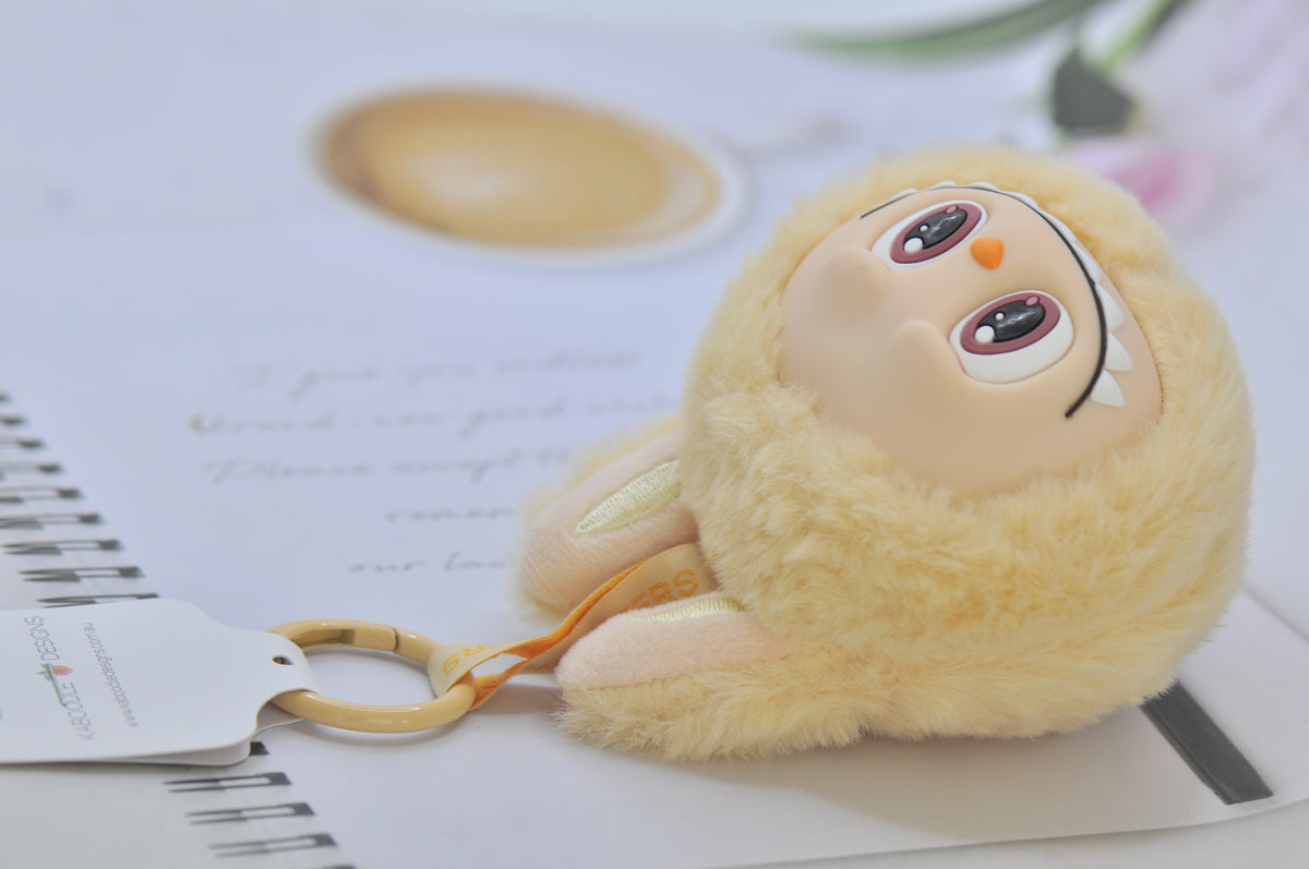 Cute Monster Handbag Keychain Keyring - Beige