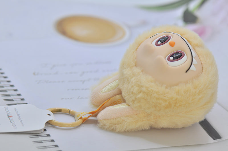 Cute Monster Handbag Keychain Keyring - Beige
