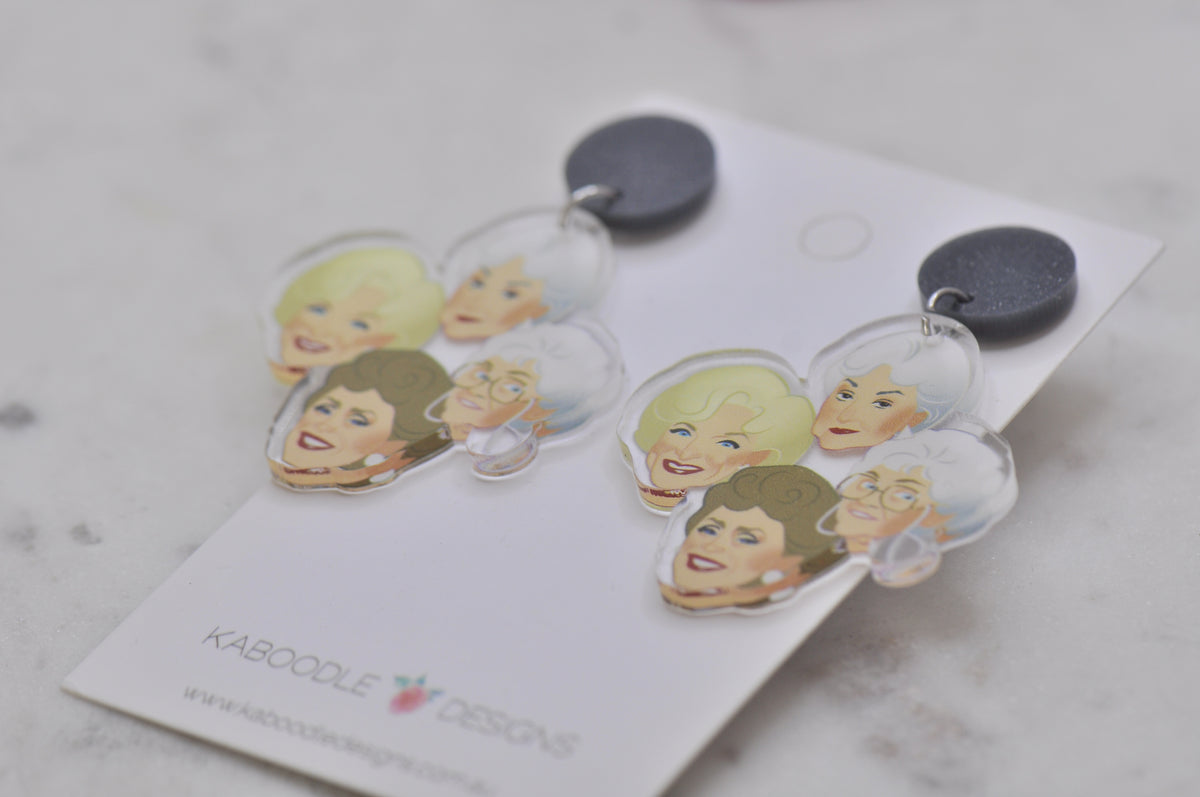 Acrylic Golden Girls TV Show Drop Dangle Earrings