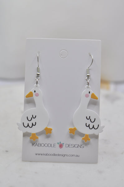 *** Acrylic Duck Goose Drop Dangle Earrings