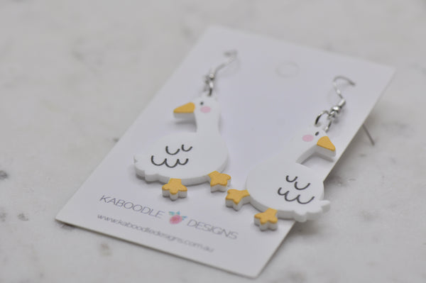 Acrylic Duck Goose Drop Dangle Earrings