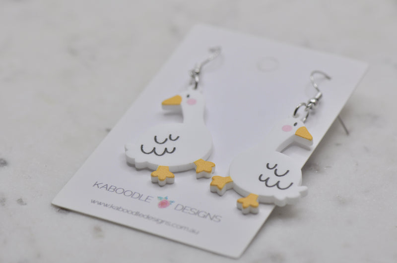 Acrylic Duck Goose Drop Dangle Earrings