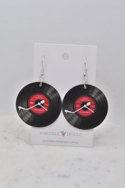 *** Acrylic Resin Retro Vinyl Record Drop Dangle Earrings
