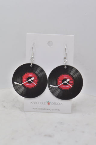 *** Acrylic Resin Retro Vinyl Record Drop Dangle Earrings
