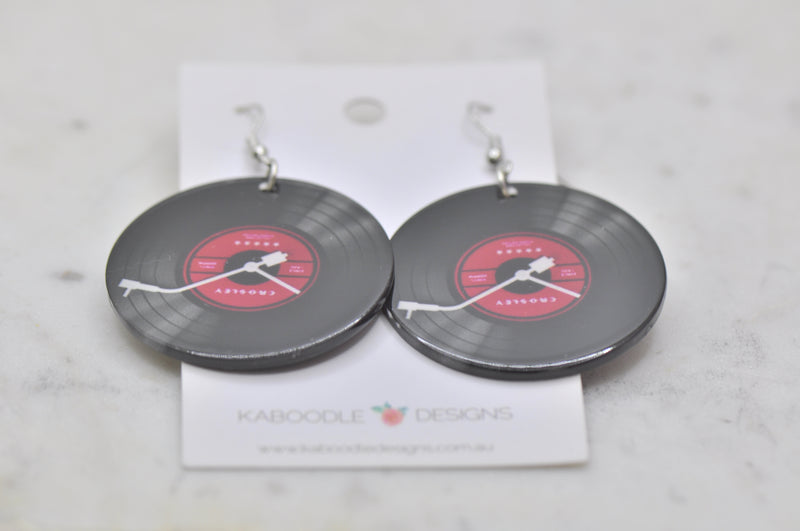 Acrylic Resin Retro Vinyl Record Drop Dangle Earrings