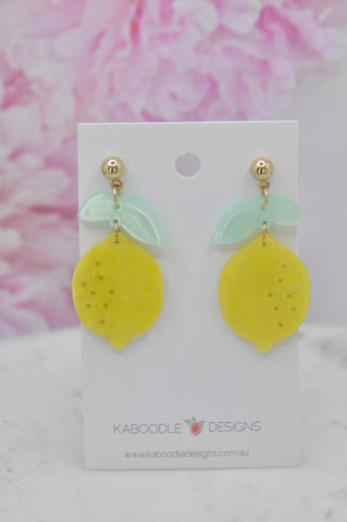 Acrylic Fruit Lemon Drop Dangle Earrings