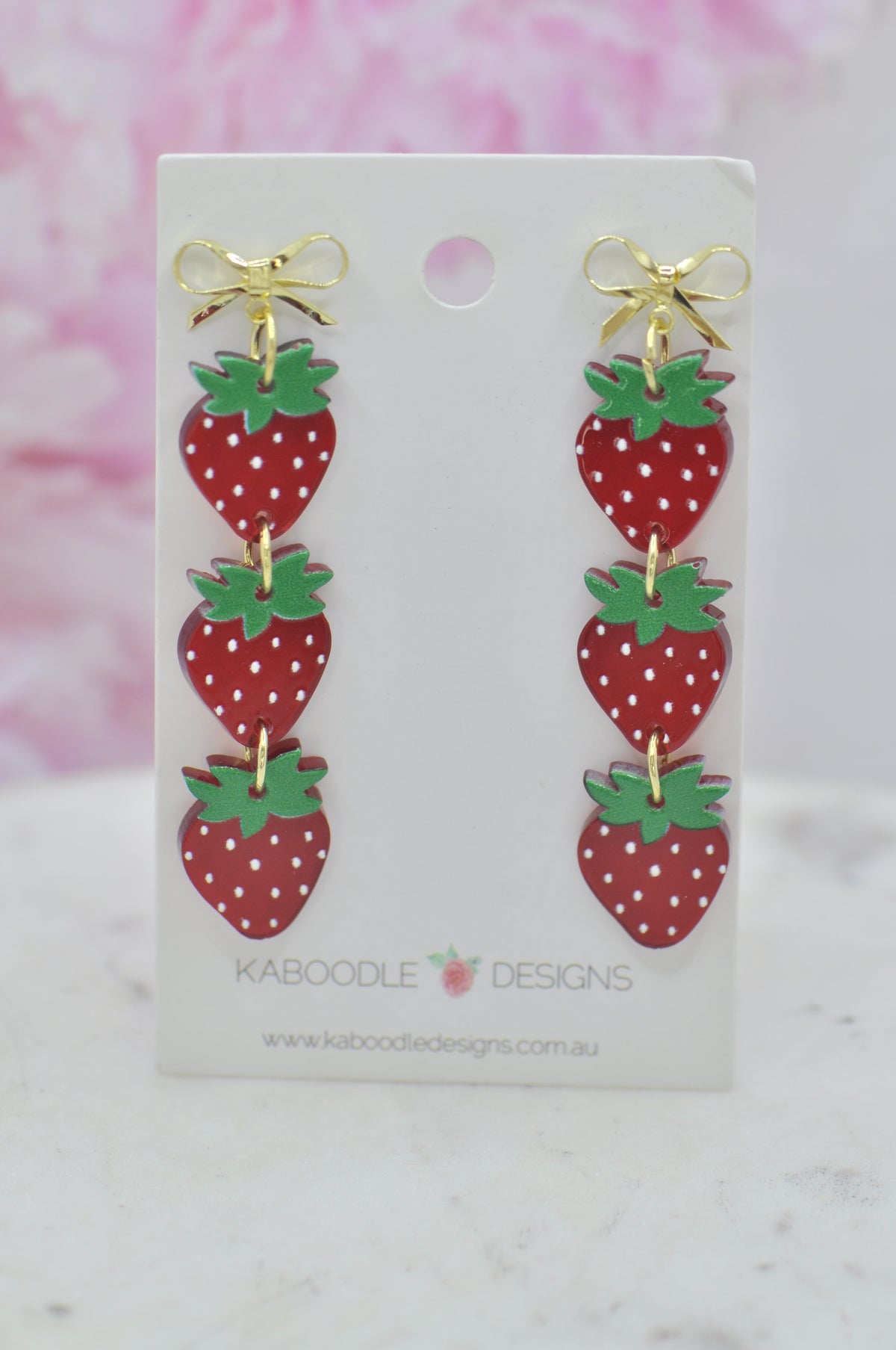 Acrylic Fruit Strawberry Drop Dangle Earrings