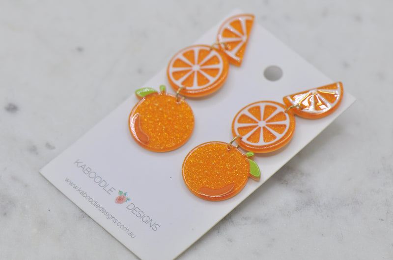 Acrylic Fruit Orange Drop Dangle Earrings