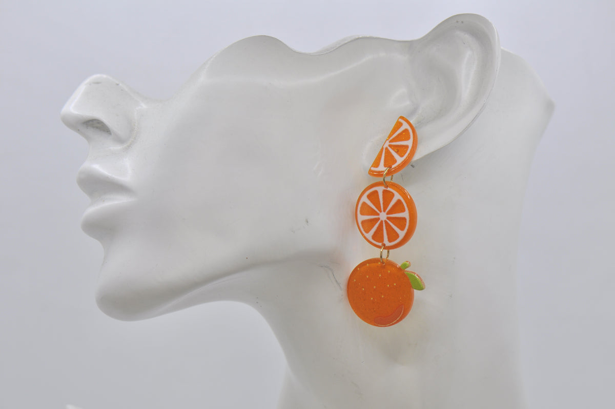 Acrylic Fruit Orange Drop Dangle Earrings