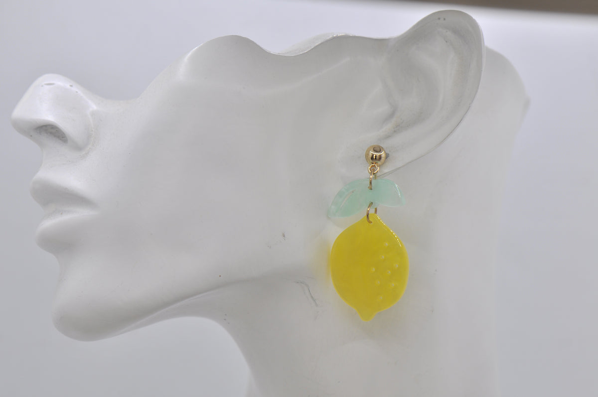 Acrylic Fruit Lemon Drop Dangle Earrings