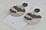 *** Acrylic Halloween Bat and Moon Drop Dangle Earrings