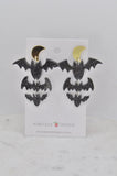 *** Acrylic Halloween Bats Moon Drop Dangle Earrings