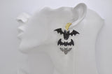*** Acrylic Halloween Bats Moon Drop Dangle Earrings