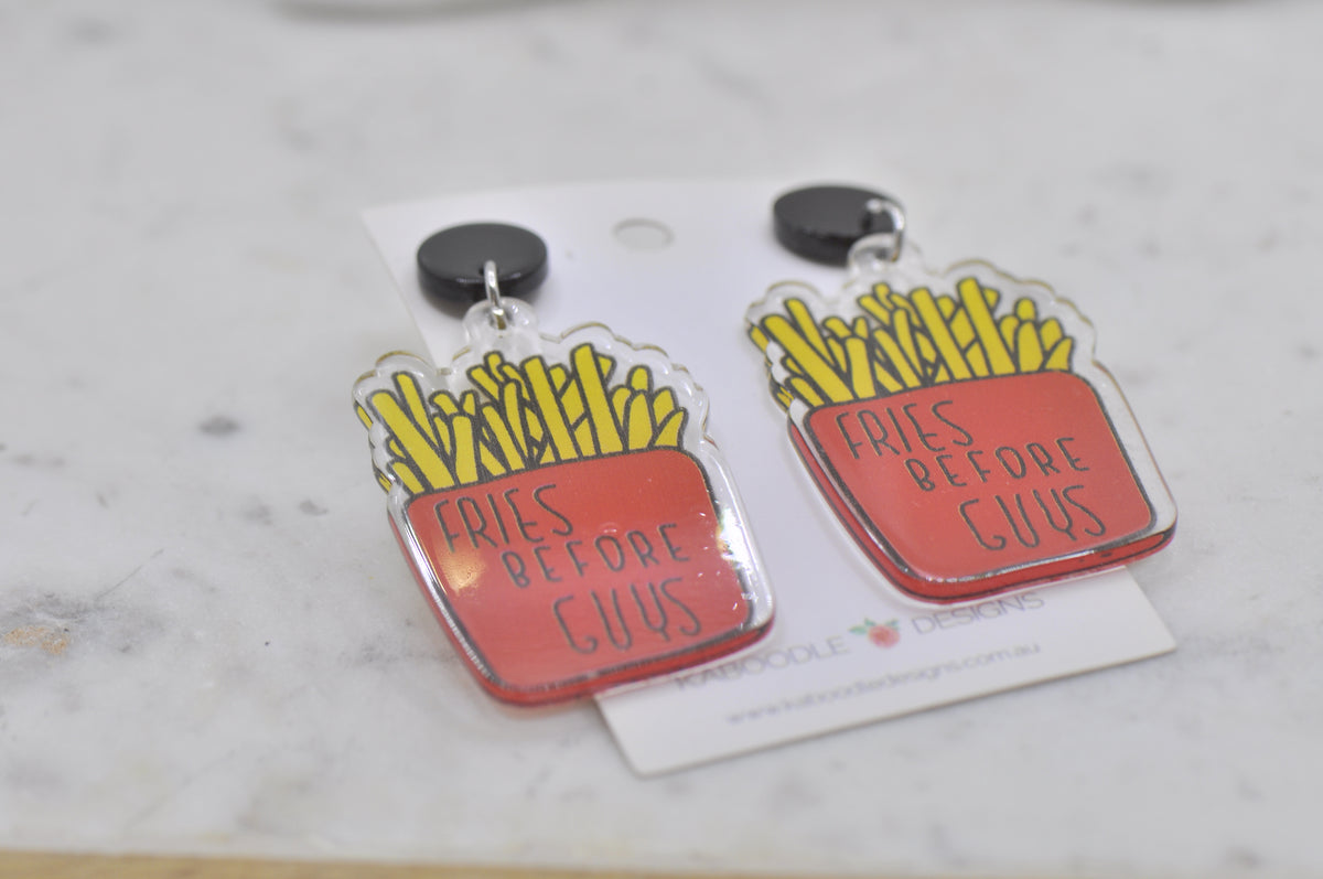 Acrylic Fries Before Guys Chips Drop Dangle Earrings