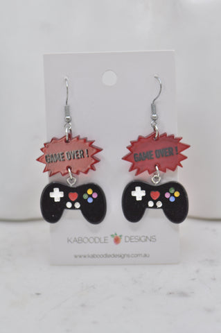 Acrylic Game Gaming Console Game Over Drop Dangle Earrings