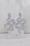 Acrylic Glitter Swirl Snake Dangle Drop Earrings - Silver