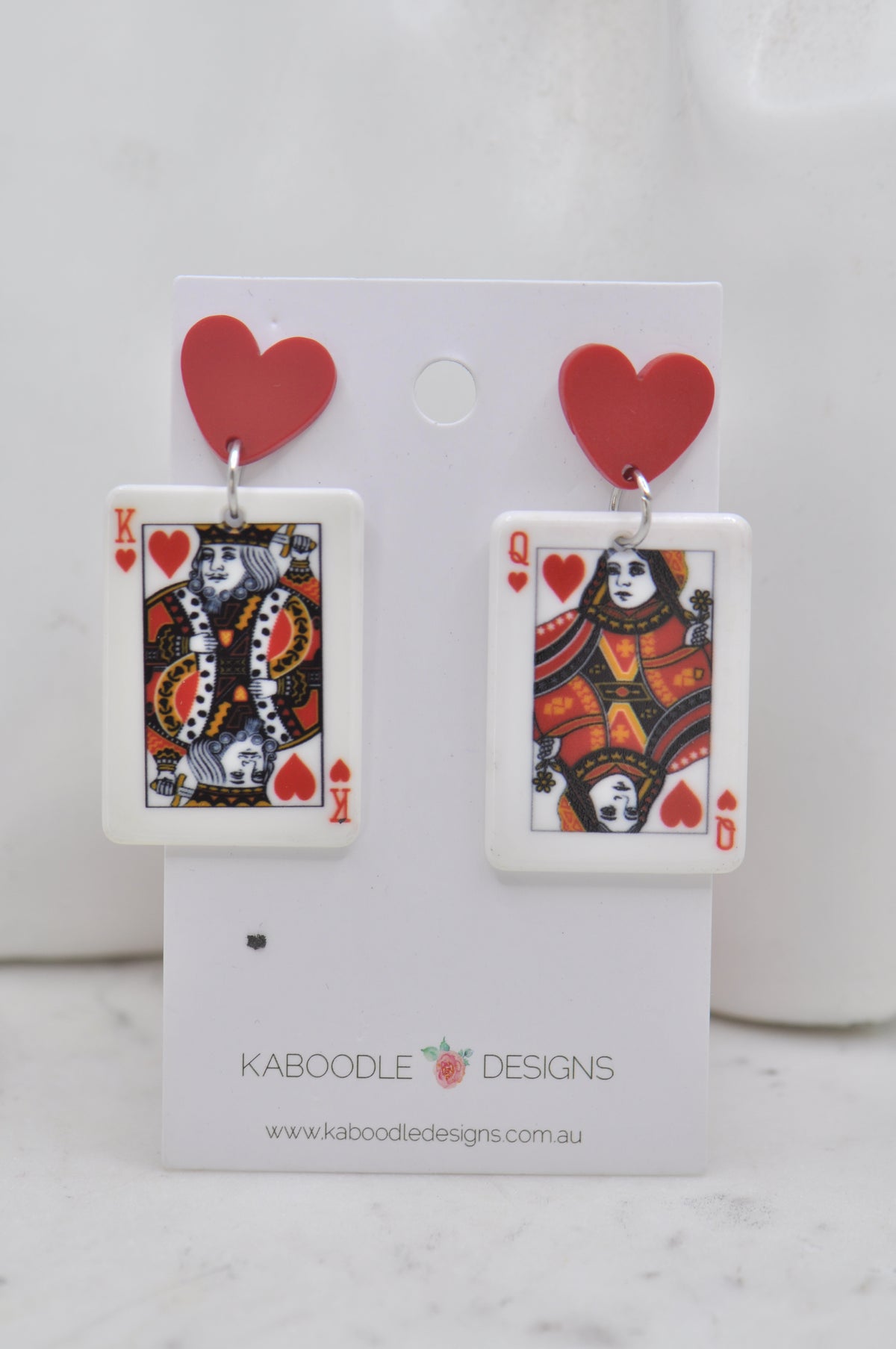 Acrylic Playing Cards King Queen Novelty Dangle Drop Earrings