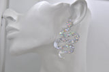 Acrylic Glitter Swirl Snake Dangle Drop Earrings - Silver