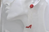 Acrylic Perspex Long Legs Red Stiletto Drop Dangle Earrings