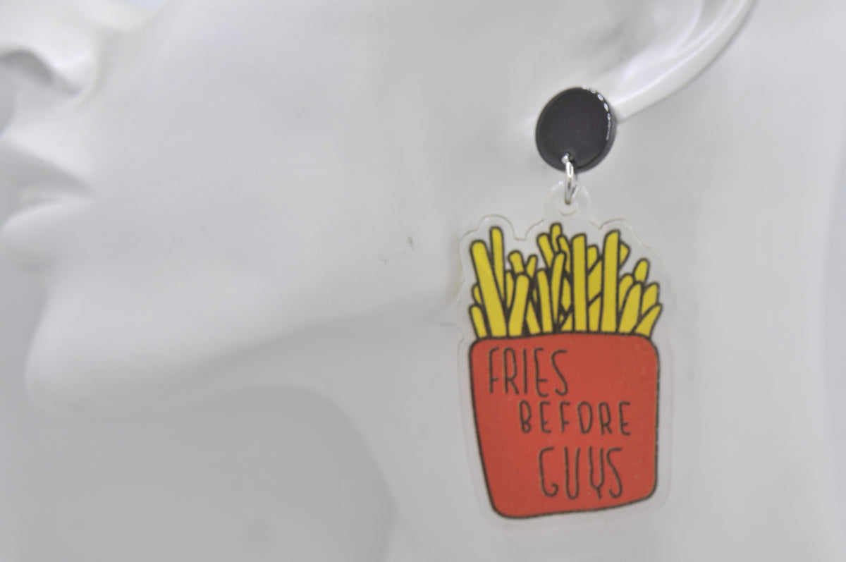 Acrylic Fries Before Guys Chips Drop Dangle Earrings