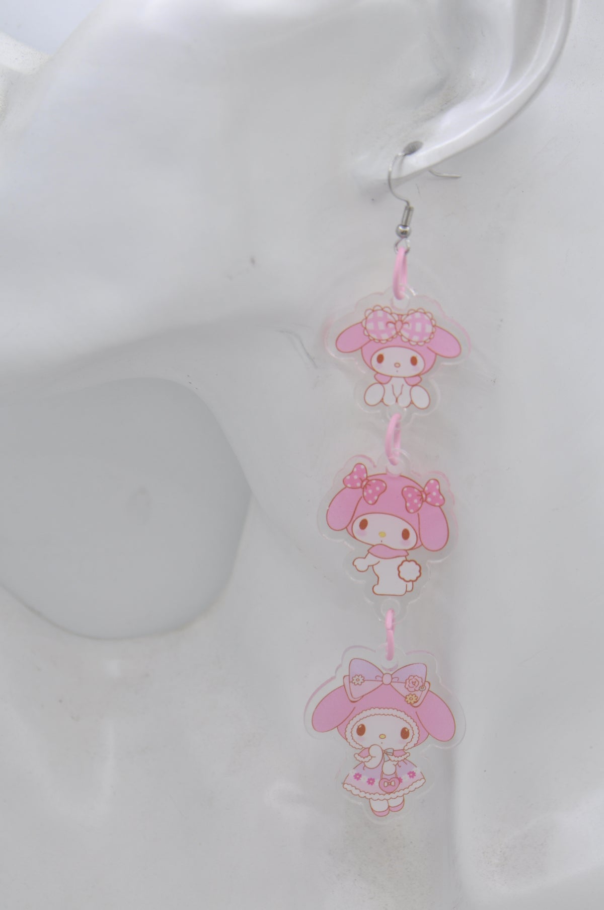 Acrylic Kawaii Japanese Character Pink Rabbit Drop Dangle Earrings