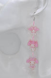 Acrylic Cartoon Pink Rabbit Drop Dangle Earrings