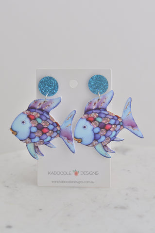 Acrylic Resin Rainbow Fish Drop Dangle Earrings