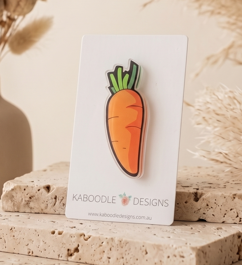 Carrot Brooch - Acrylic Laser Cut Vegetable Pin