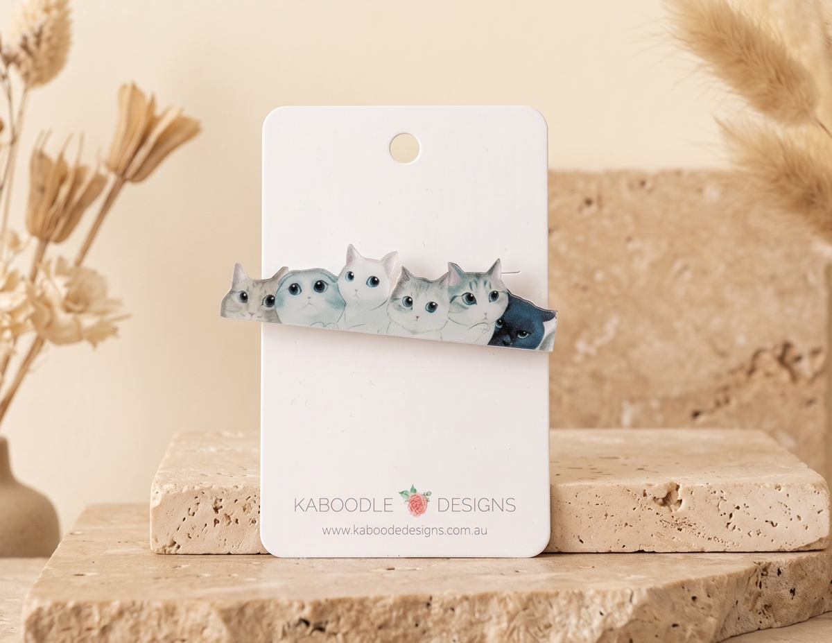 Cat Faces Row Brooch