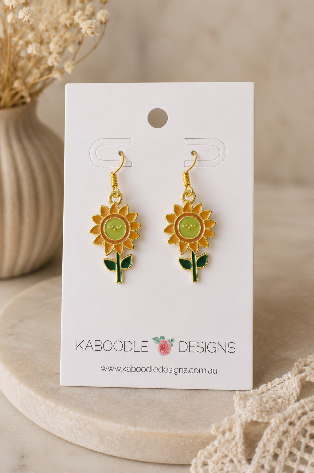 Sunflower Earrings - Summer Sunshine Dangle Drops
