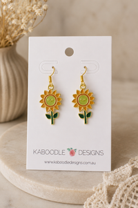Sunflower Earrings - Summer Sunshine Dangle Drops