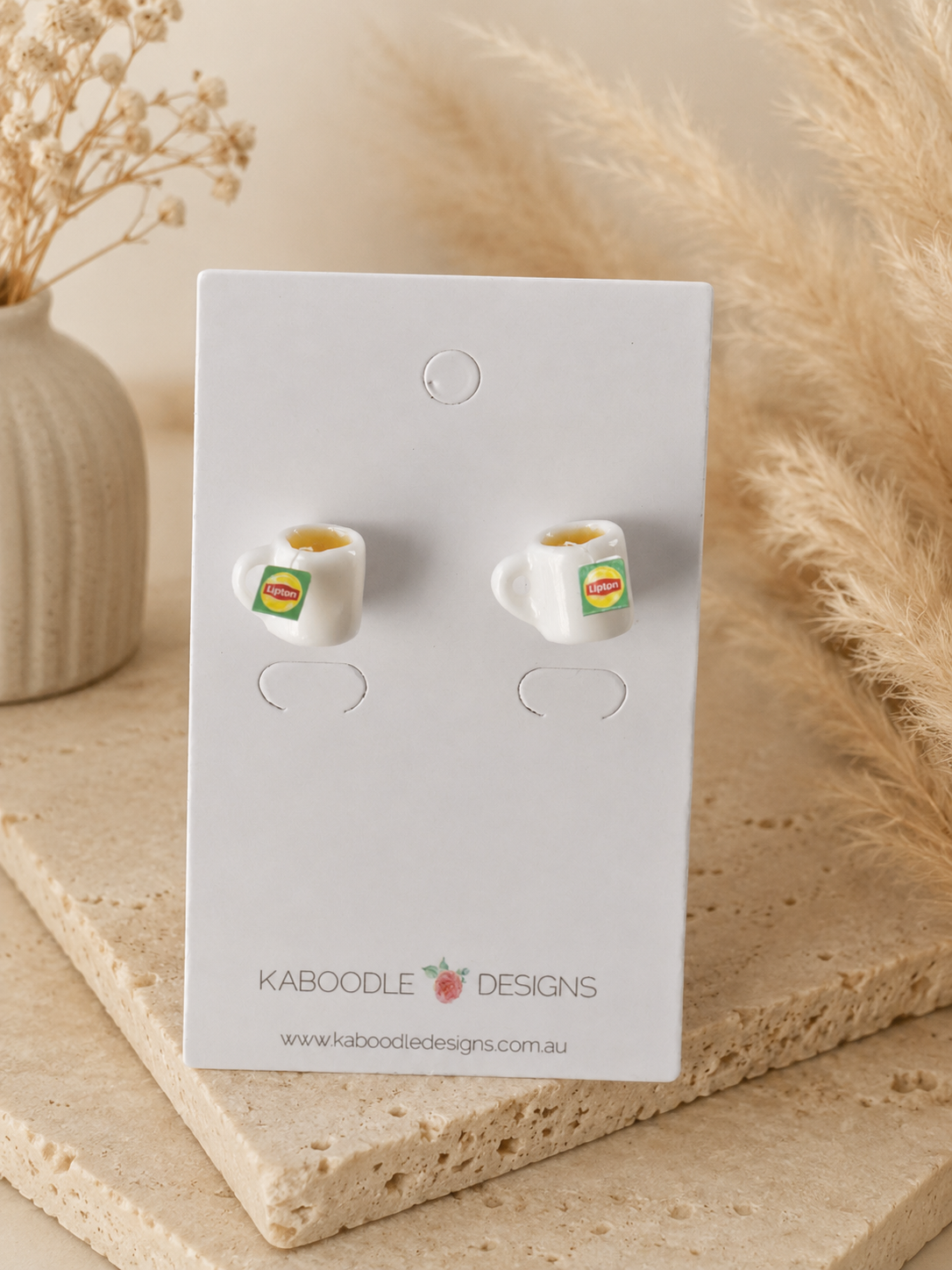 Miniature Tea Stud Earrings - Green Lipton-Style Drink