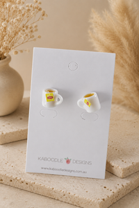 Tea Cup Earrings - Yellow Miniature Hot Drink Studs