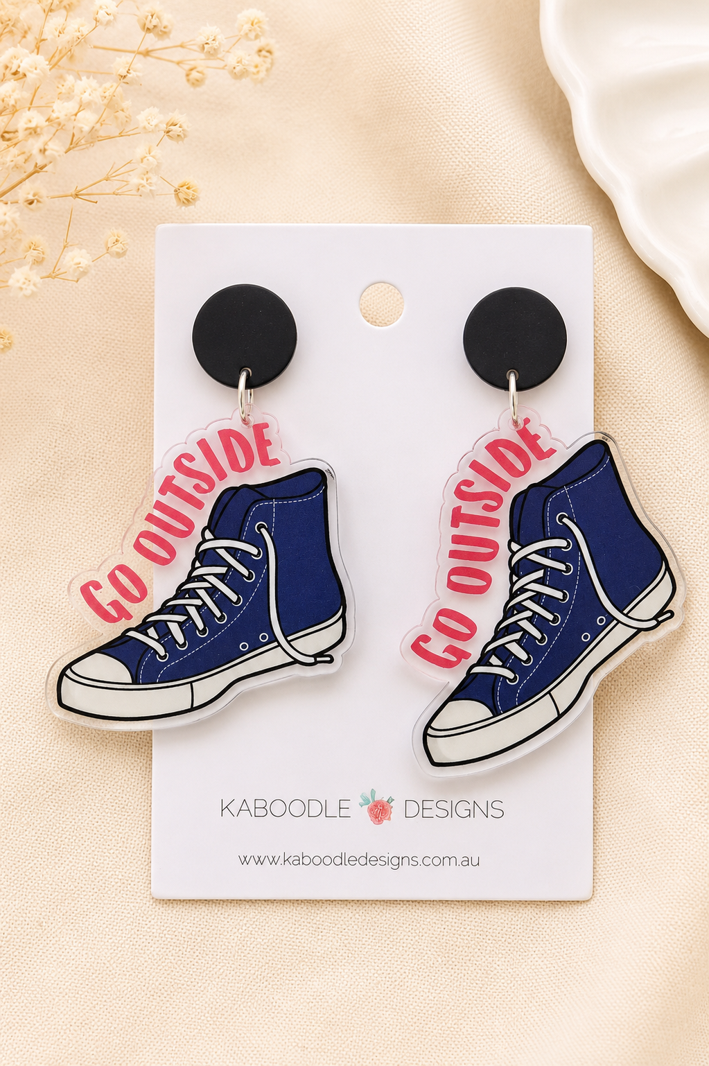 Sneaker Earrings - Acrylic Chucks Shoes Dangle Drops
