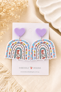 Dr Seuss Book Earrings - Rainbow Dangle Drops