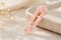 Rectangular Barrette Hair Clip - Pastel Pink Flakes
