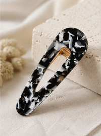 Acrylic Barrette Hair Clip - Black and White