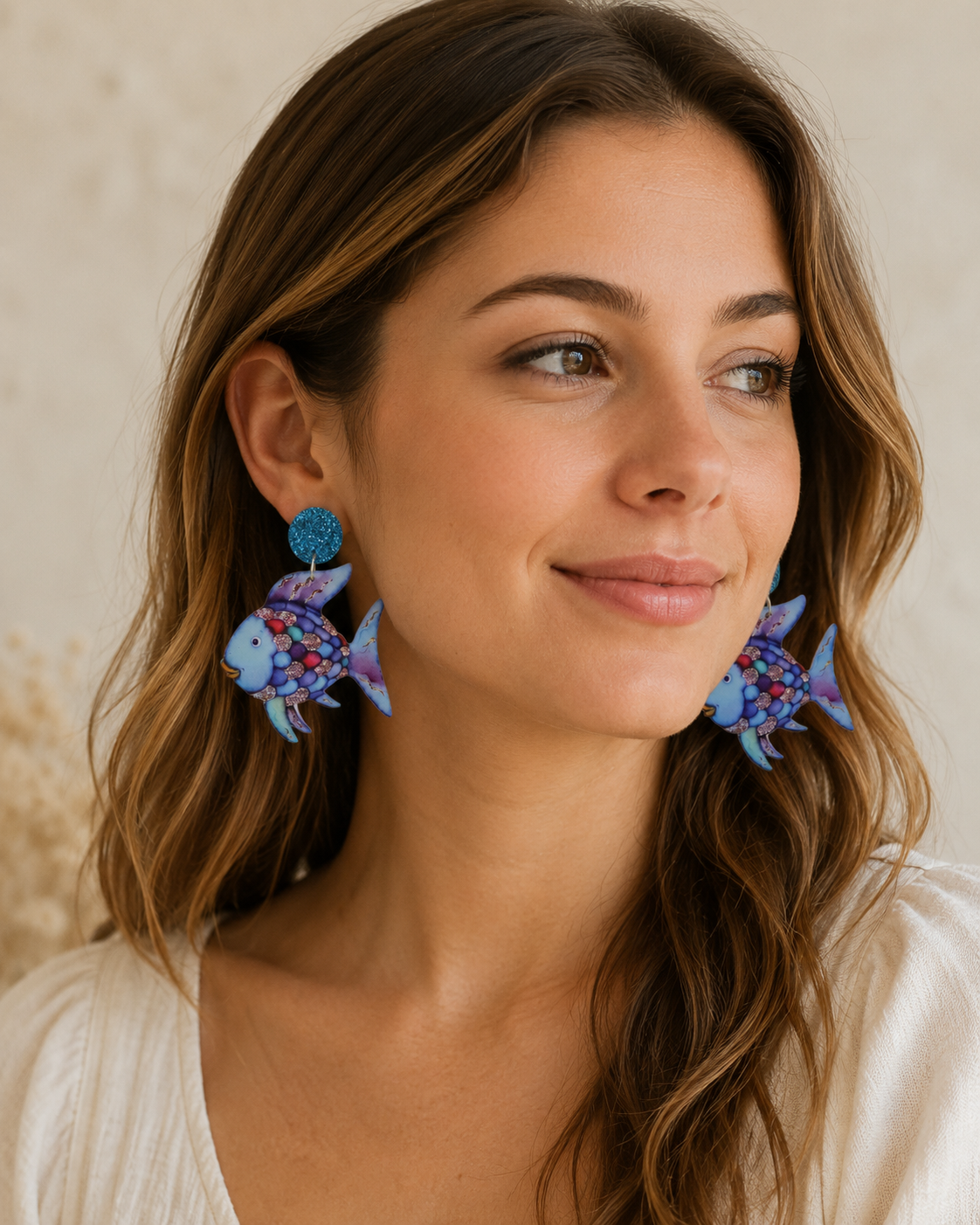Rainbow Fish Earrings - Teachers Dangle Drops