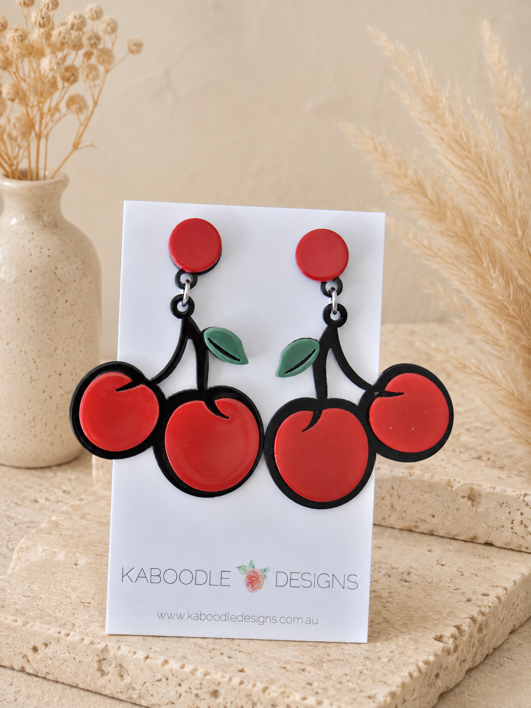 Cherry Drop Earrings - Acrylic Laser Cut