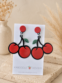 Cherry Drop Earrings - Acrylic Laser Cut