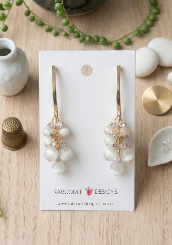 Beaded Grapes Leaf Statement Drop Dangle Earrings