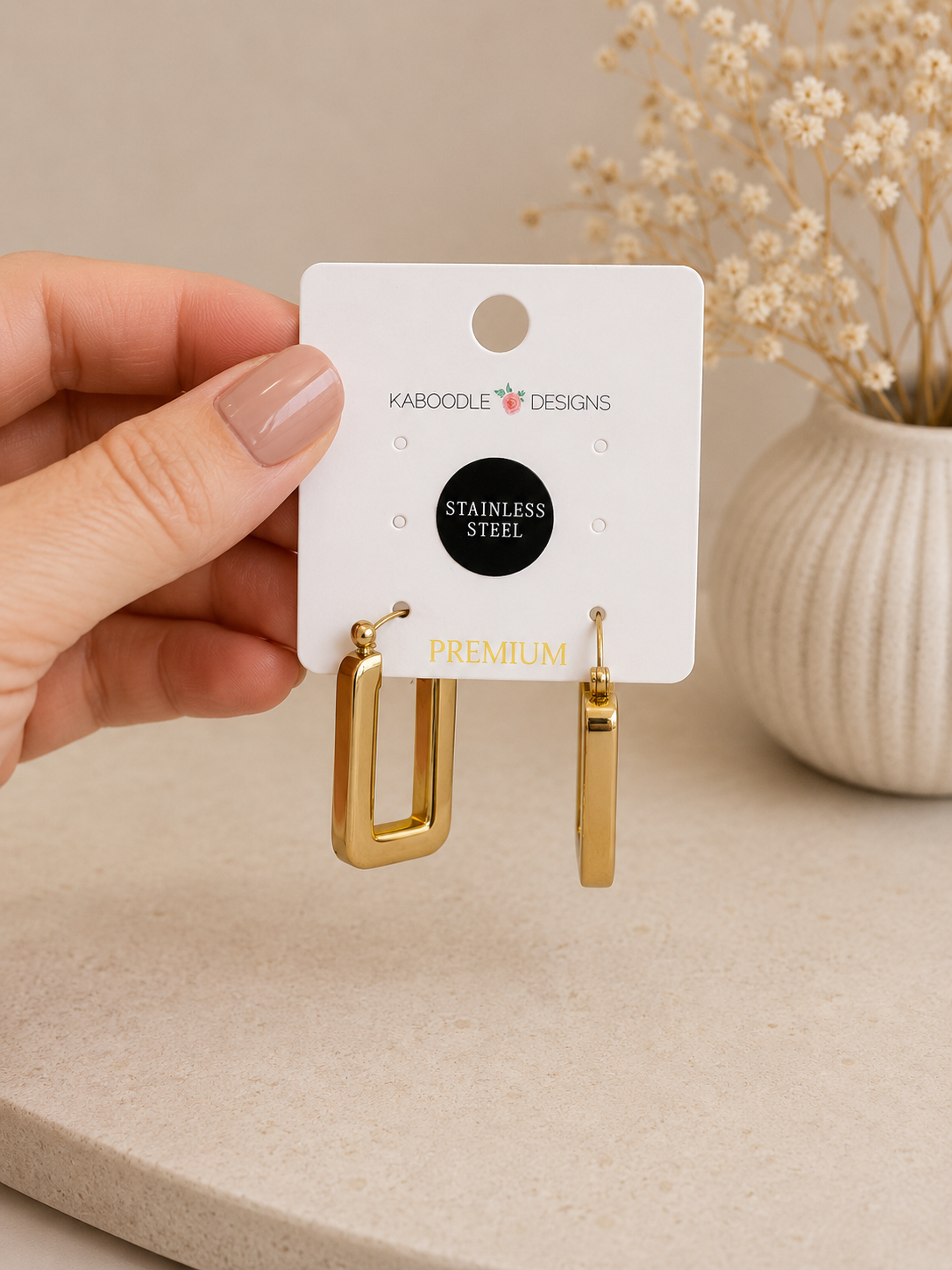 Stainless Steel Geometric Hoop Earrings