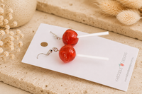 Lollipop Candy Earrings - Red Raspberry Dangle Drops