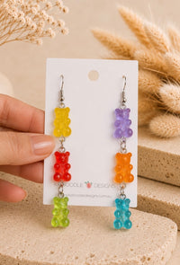 Gummy Bear Earrings - Miniature 3D Candy Dangle Drops