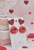 Acrylic Perspex Red Lip Drop Dangle Earrings