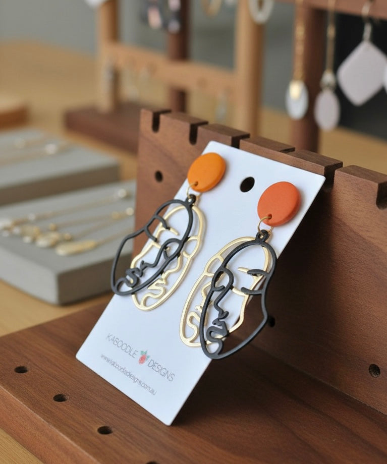 Face Cutout Woman Girl Novelty Fun Drop  Stud Earrings