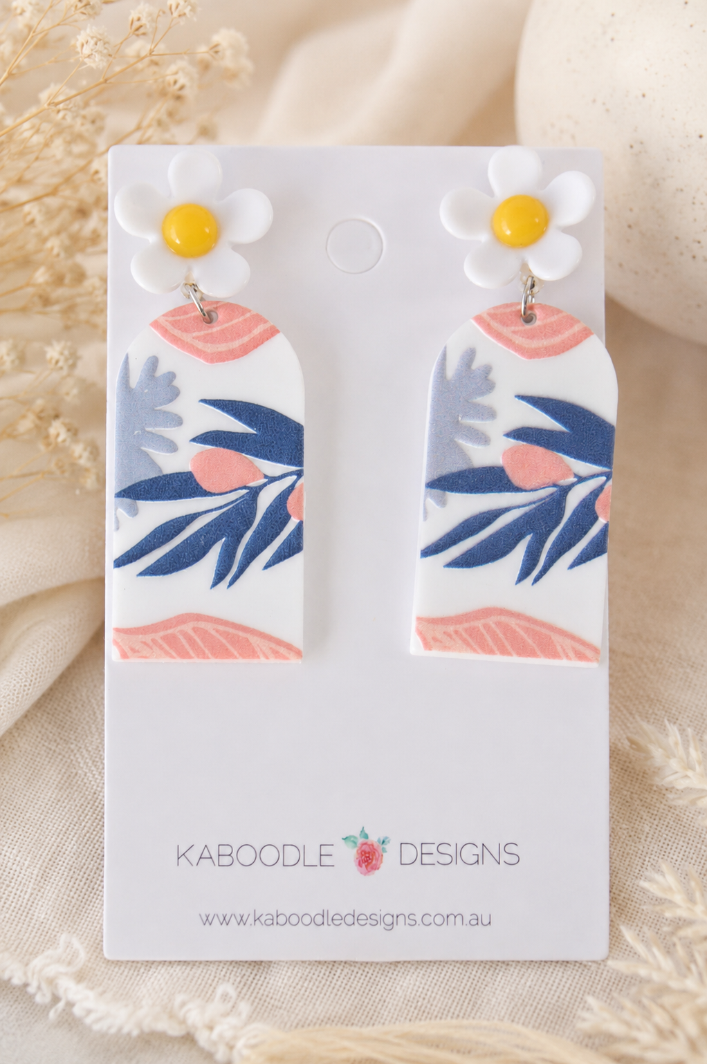 Daisy Flower Earrings - Geometric Leaves Fruit Statement Drops